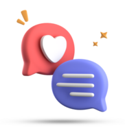 3d le rendu de discours l'amour bulle avec notification Icônes, 3d pastel bavarder l'amour icône ensemble. png