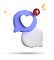 3d Rendern von Rede Liebe Blase mit Benachrichtigung Symbole, 3d Pastell- Plaudern Liebe Symbol Satz. png