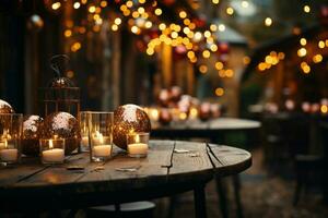 Blurred tables, adorned for vintage birthday party captivating background with nostalgic charm AI Generated photo