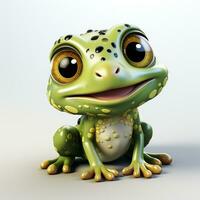 3d cartoon cute green frog ai photo