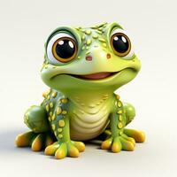 3d cartoon cute green frog ai photo