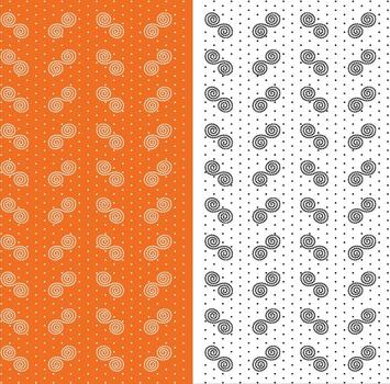 spiral Abstract dots circle seamless fabric pattern on beige background. For textile or paper use. vector