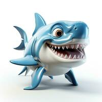 3d dibujos animados linda azul tiburón ai foto
