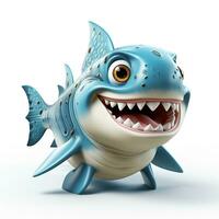 3d cartoon cute blue shark ai photo