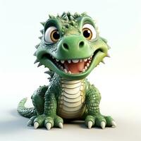 3d cartoon Crocodile green color cute ai photo