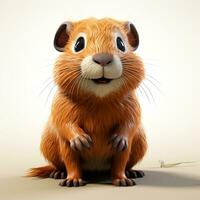 3d cartoon cute capybara ai photo