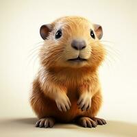 3d cartoon cute capybara ai photo