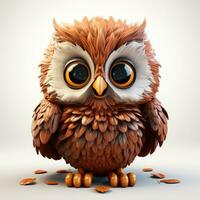 3d cartoon cute owl ai photo