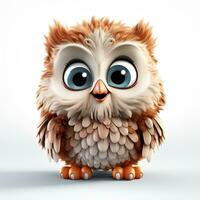 3d cartoon cute owl ai photo