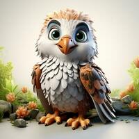 3d cartoon cute owl ai photo