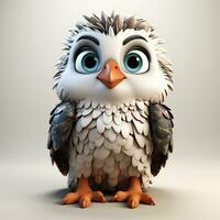 3d cartoon cute falcon bird ai photo