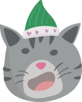 Cute cat face character design. png