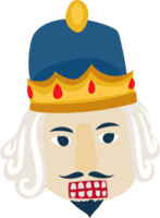 King face with crown cartoon. Transparent background. png