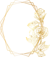 dourado geométrico guirlanda quadro, Armação com floral. png