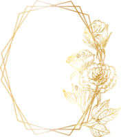 d'or géométrique couronne Cadre avec floral. png