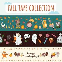 Seamless pattern for fall tapes. Autumn collection of seamless pattern vector