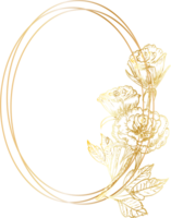 d'or géométrique couronne Cadre avec floral. png