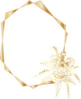 gyllene geometrisk krans ram med blommig. png