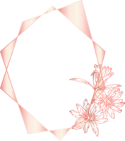 geométrico guirlanda quadro, Armação com floral. png