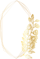 d'or géométrique couronne Cadre avec floral. png