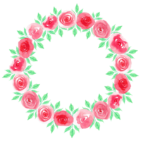 Rose watercolor wreath frame. png