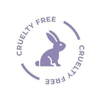 Purple cruelty free icon. Not tested on animals with rabbit silhouette label. Vector illustration.