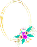 golden geometrisch Kranz Rahmen mit Blumen. png