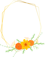 d'or géométrique couronne Cadre avec floral. png