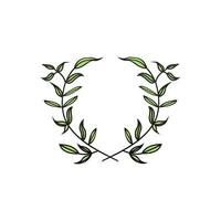 Laurel wreath green leaves sign symbol of glory, victory or peace stock illustration vector