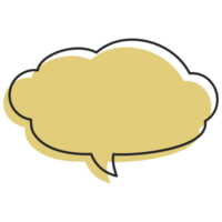 Speech symbol talk and thinking hand drawn style. Bubble with clouds thin line. png