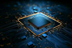 Chips allure Abstract circuit board forms a technology inspired backdrop with processor intricacies AI Generated photo