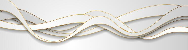 Grey and golden waves abstract banner design vector