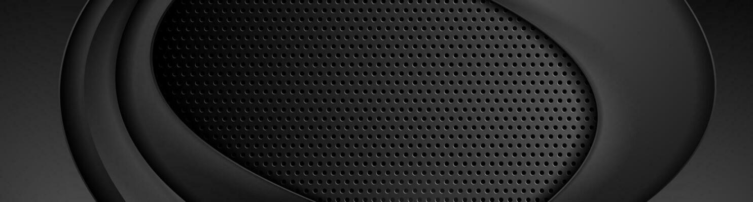 Abstract black waves on dark perforated metallic background