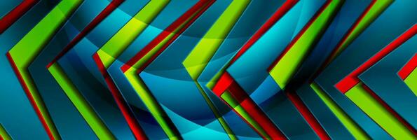 Abstract colorful glossy arrows geometric tech background vector