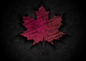 Maroon red grunge maple leaf abstract background vector