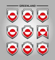 Greenland National Emblems Flag with Luxury Shield vector