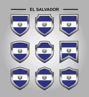 El Salvador National Emblems Flag with Luxury Shield vector