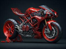 AI Generative, Conceptual design of A custom motorcycle isolated on various background photo