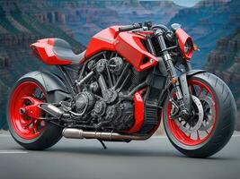 AI Generative, Conceptual design of A custom motorcycle isolated on various background photo