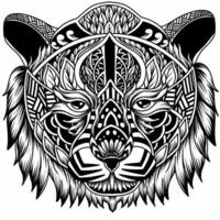 an illustration of a tiger with pattern ornaments vector