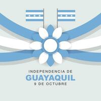 Vector illustration of Guayaquil independence day celebrated every year on October 9. Greeting card poster with guayaquil flag