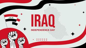 Iraq Independence Day abstract banner design with flag and map. Flag color theme geometric pattern retro modern vector