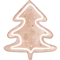 aquarelle Noël arbre en forme de craquelins. desserts pour Noël et Nouveau année des soirées. mignonne main tiré cuisson collations. png