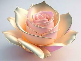 3D flowers made from ceramic with pastel colors and a touch of gold. AI Generative photo