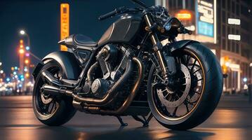 AI Generative, Conceptual design of A custom motorcycle isolated on various background photo