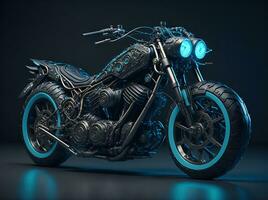 AI Generative, Conceptual design of A custom motorcycle isolated on various background photo