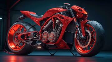 AI Generative, Conceptual design of A custom motorcycle isolated on various background photo