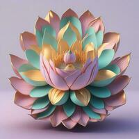 3D flowers made from ceramic with pastel colors and a touch of gold. AI Generative photo