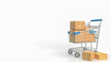 The trolley and box  for e commerces concept 3d rendering photo