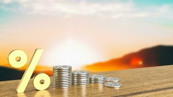 The coins on table for  interest rates concept 3d rendering photo